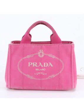 Prada Canapa Triangle Logo Handbag Tote Pink